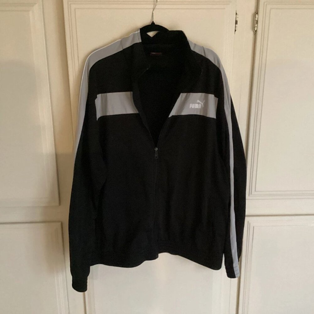 VTG PUMA Full Zip Activewear Black/Gray Jacket Men’s XXL